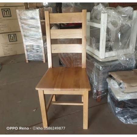 Ghế 3 Nan : 100% Gỗ Sồi + Mặt Ghế Gỗ 